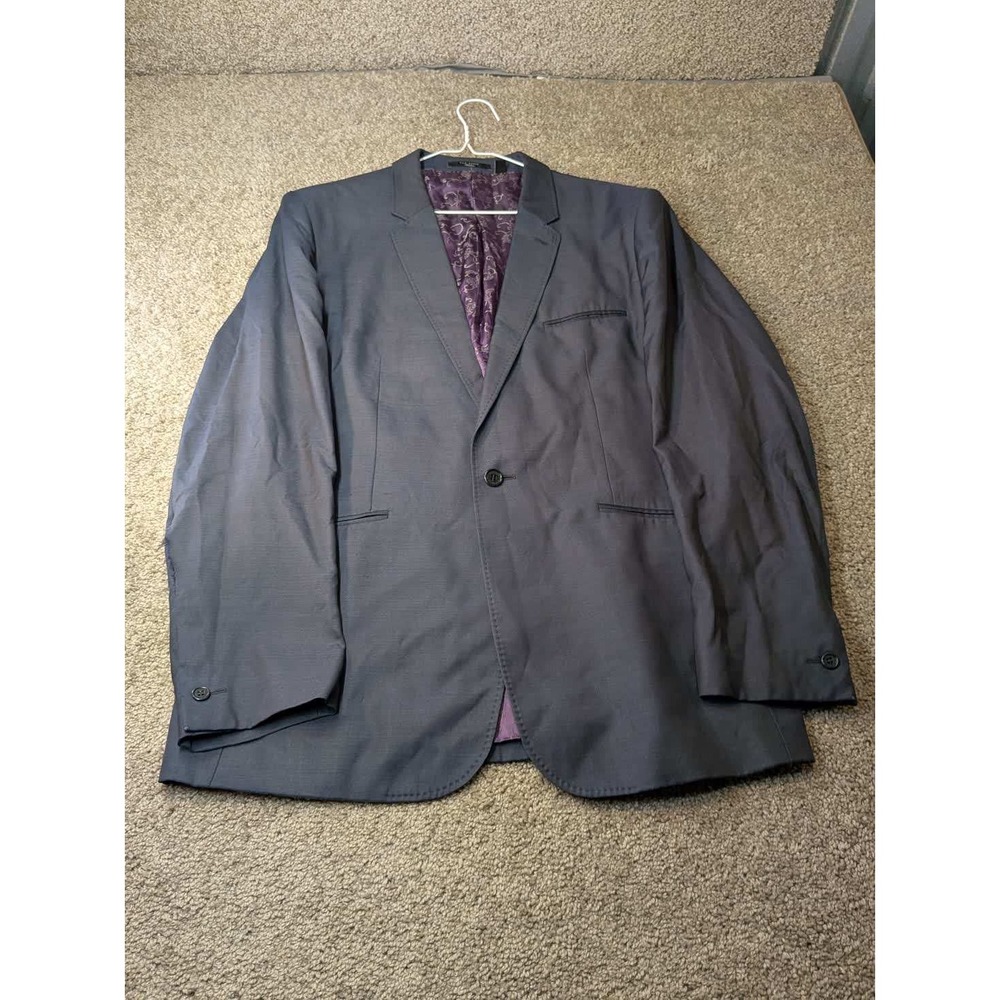 Ted Baker Mens Blazer Jacket Dark Grey Navy Purple Paisley Lining 2 Button